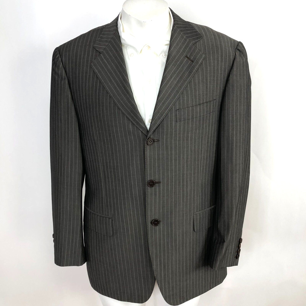 Canali EUR 48 Brown Gray 100% Wool Three Button Suit Sport Coat Jacket